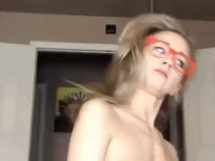 18 yo blonde hottie gets pumped in her mouth by older bf