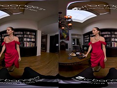 VR BANGERS The hottest enemy in red dress makes your mission really difficult VR Porn