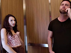 ADULT TIME - Naughty exhibitionist Liz Jordan seduces stranger Seth Gamble into hot sex in an elevator