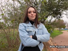 18 éves, Amatőr, Gesztenyebarna, Kutya póz, Kőkemény, Házi készítésű, Nézőpont, Begyek