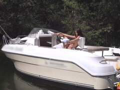 Bold Captain bangs busty oriental chick on the boat and makes her cum