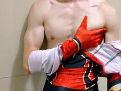 Gay chinese muscle clad superman solo