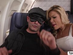 Busty passenger fucked in the airplane