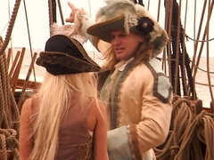 Blonde and brunette hotties enjoy sexual adventures with pirates