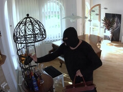 Burglar fucks rough & deep Rebecca Volpetti & feeds his cum