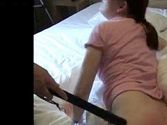 Vanessa sobs and pleads during her bareass firm belt and shaft brush punishment