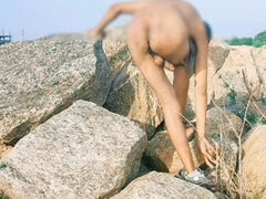 아마추어, 집에서 만든, 인도인, 야외의, 빼빼한, 혼자