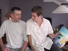 Oldman bangs his teen girlfriend in front of his dad in a hot daddy-daughter session