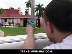 Hot Latina Teen Teases & Gets Her Ass Pounded by Peeping Tom's Cock