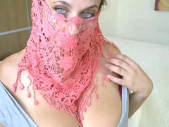 Slutty Muslim girl with big bust on webcam