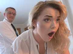 Young blondie in high heels gets pussy wrecked in the office