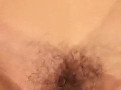 Wife hairy cunt dripping creampie, her big pink pussy is exposed pulsating all the cum and her pussy juices