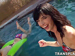Hot fuck-a-thon with tranny and steamy bum babes in the poolherryTorpTamekeScene01