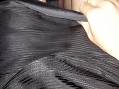 Silky lining of dress filled with cum