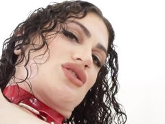 Whore in latex tastes lovers semen after hardcore anal fucking