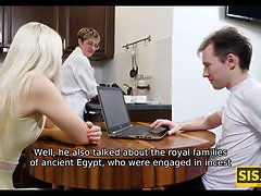 Slender blonde girl does it with stepbro for the first but not the last time
