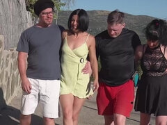 A couple of horny chicks having sex after the vacation