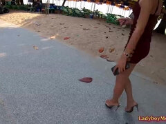 Walking Down The Beach And Bootie Toying With Ladyboy Itim