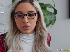 Analny, Blondynka, Buty, Okulary, Rajstopy, Spódnica, Stringi, Cycki