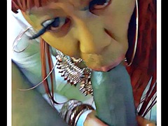BUSTY EBONY CD GAGS ON THICK BBC