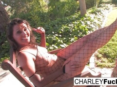 Charley Chase gets pounded by the pool in her mobile home