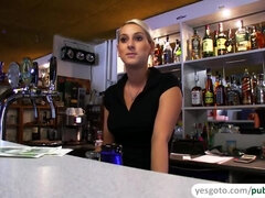 Beautiful bar girl gets laid after being paid with cash