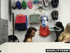 Stepmom Syren De Mer & Stepdaughter Harlow West caught shoplifting by officer in hot threesome