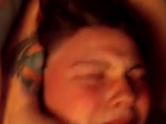 Cuckold eats a creampie on his wife who fucked a bull and makes him clean the cum off his cock