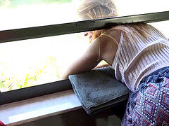daughter barebacked by father while stuck on window