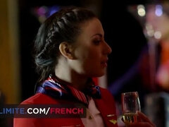 Brunett, Europeisk, Fransk, Klackar, Flygvärdinna, Stockings, Tuttar, Uniform