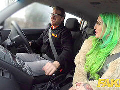 Fake Driving School Wild fuck ride for tattooed buxomy big arse ultra-cutie