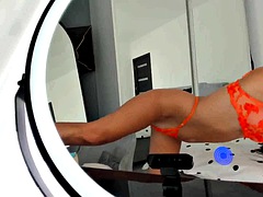 Slim ass big booty and latina with big natural tits tease solo