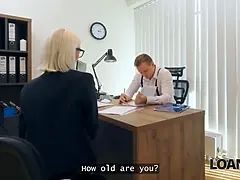 Anal, Blond, Briller, Hd, Naturlige bryster, Kontor, Realitet, Barbert