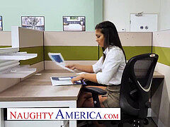 super-naughty America - Avery ebony & Jenna Rain penetrate in office on Labor Day