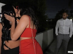 Reality Interracial Threesome - Night On Fire - Busty Latina Mona Azar sharing BBC