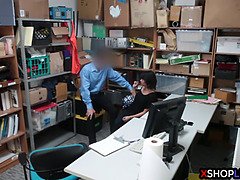 Hot teen thief fucked by a security guard to avoids jail