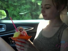 Amateur, Mamada, Pajear, Orgasmo, Al aire libre, Pov, Flaco, Tetas