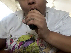 combined plus-size bj's and GAGS on the big fake dick!