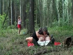 Fat cock sucking in public forest