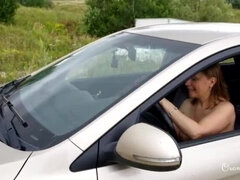 Hot MILF Oxana Flashes Her Big Ass in Public Car Mishap