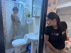 Stepmom Don't on Me That I'm Showering. My Stepmom Is Very Slutty and Watches Me While I Take a Shower.