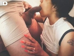 Boricualovenyc gives a wild blowjob with deepthroat and sloppy topping on a huge cock