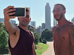 Gay stud duo enjoy amateur bareback anal sex in hotel room