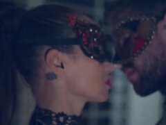 Store bryster, Pik sutte, Lækker, Sædskud, Hundestilling, Kvinde, Maske, Bryster