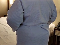 Exploring BBW mature grannys fat body after shower. She squirts