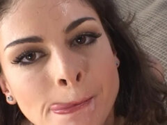 Blowjob from cutie Lucy Lee and cum on face