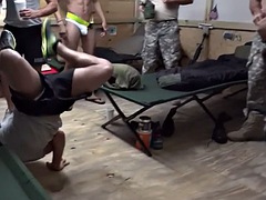 Gay guys from the army fuck in anal doggystyle orgy