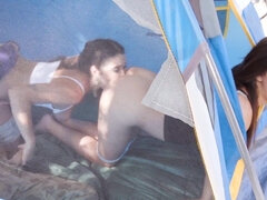 FFM threesome in a camping tent with Jojo Kiss and Karlee Grey