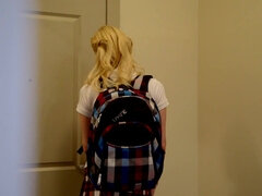 Naughty blonde schoolgirl gets anally punished