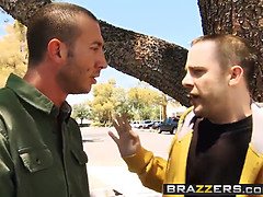 Jordan Ash and Katie St. Ives give Brazzers' Brazzers' big dick a handjob in HD